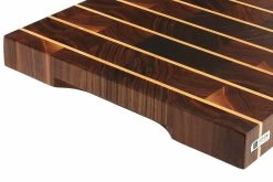 Eden Planche à Découper Faite à La Main, Noyer Américain Avec Rayures, 37x36 Cm -Couteaux De Cuisine EQP004 3736 02 eden snijplank eqp004 3736 d2