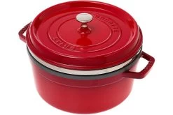 Staub Cocotte 26cm, 5,2L, Rouge Avec Panier Vapeur