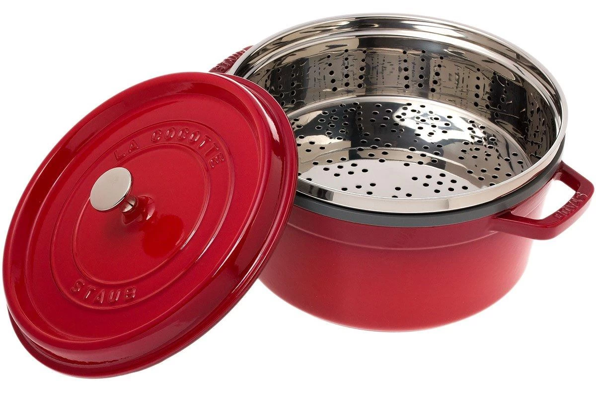 Staub Cocotte 26cm, 5,2L, Rouge Avec Panier Vapeur 2 Staub Cocotte 26cm, 5,2L, Rouge Avec Panier Vapeur – Image 2