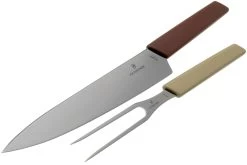 Victorinox Swiss Modern Couteau à Trancher Et Fourchette à Viande, Rouge Et Beige 6 Victorinox Swiss Modern Couteau à Trancher Et Fourchette à Viande, Rouge Et Beige -Couteaux De Cuisine VT6 9096 21G 03 victorinox