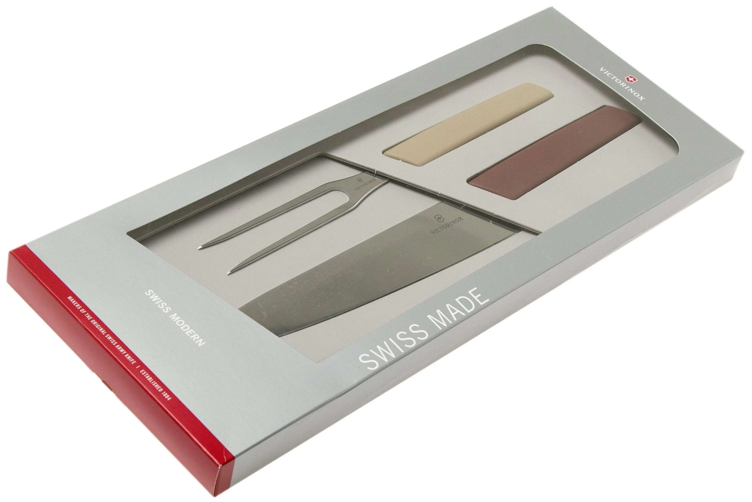 Victorinox Swiss Modern Couteau à Trancher Et Fourchette à Viande, Rouge Et Beige 4 Victorinox Swiss Modern Couteau à Trancher Et Fourchette à Viande, Rouge Et Beige – Image 4